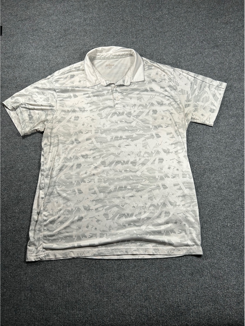 Prince Men's White Patterned Polo Shirt Size Large